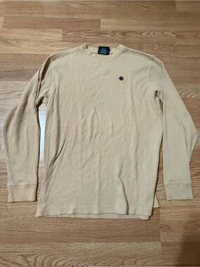 Vintage South Pole Men's Long-Sleeve Thermal Crewneck Shirt - Beige